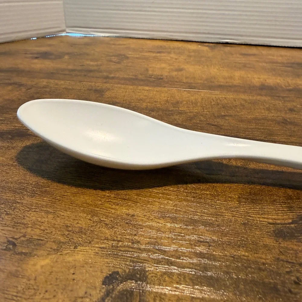 Texas Rib Kings BBQ Catering White Plastic Mixing Spoon 11.5